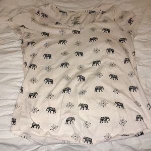 Eleaphant print v neck T-shirt